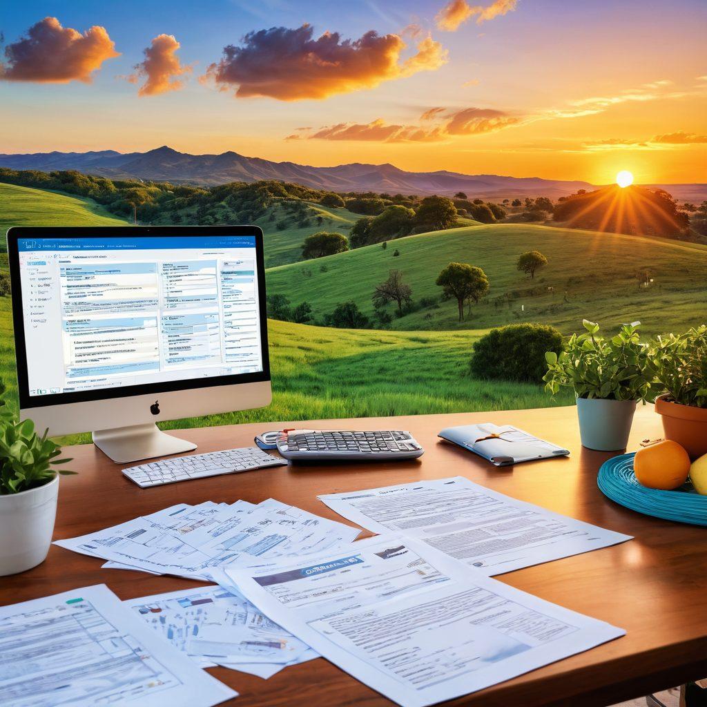 A scenic Texas landscape featuring a vibrant sunset over rolling hills, with imagery of credit repair documents merging into a joyful family budgeting together at a kitchen table. Include elements representing financial literacy like calculators and budgeting apps alongside symbols of happiness, such as smiles and family activities in the background. lush greenery and a clear blue sky. super-realistic. vibrant colors. peaceful atmosphere.